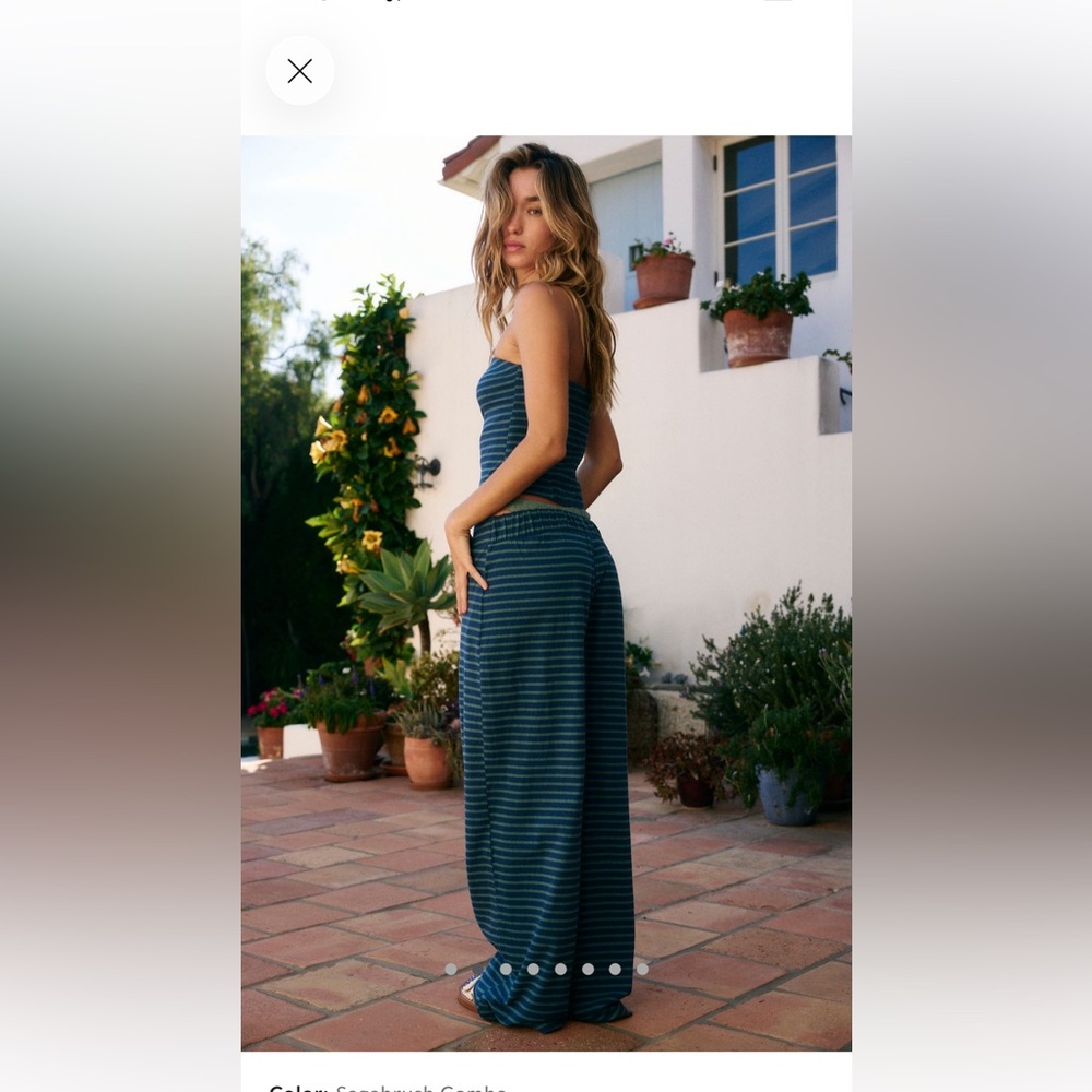 Free people Free-Est sailor stripe tube set in sagebrush blue stripe- size XS